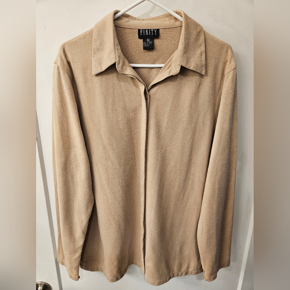 NWOT - Finity Chamois Tan Long Sleeve Button Up Shirt - Size XL